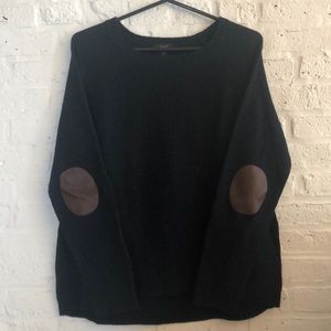 J.Crew Navy Sweater w leather elbow patches